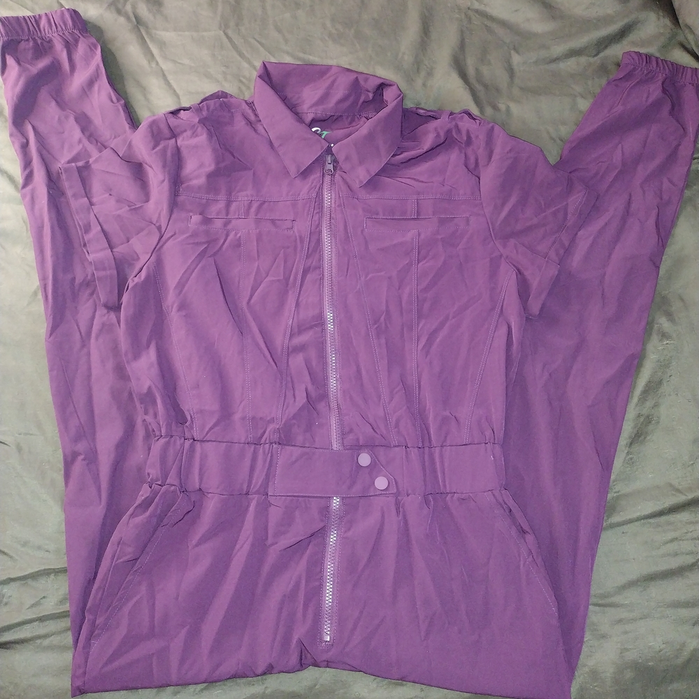 Purple Zip-Up Jumpsuit Work Scrubs